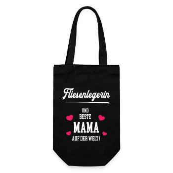 Fliesenlegerin Beste Mama Muttertag Geburtstag - Geschenkbeutel für Flaschen - Schwarz - Vorne