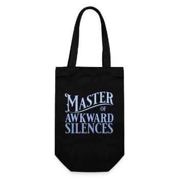 Master of awkward silences in blue - Gift Bag for Bottles - black - Front