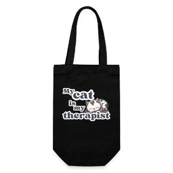 My Cat is My Therapist - Cute kitten in her sleep - Gift Bag for Bottles - black - Front