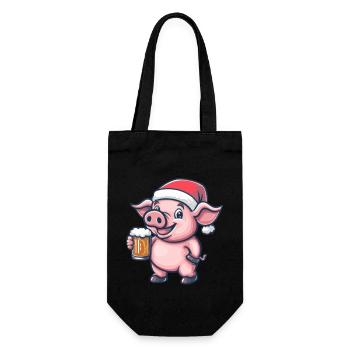 Pig Christmas Beer - Gift Bag for Bottles - black - Front