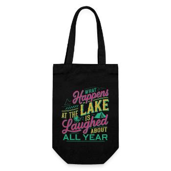 What Happens At The Lake Is Laughed About 9 - Geschenkbeutel für Flaschen - Schwarz - Vorne