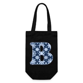 Buchstabe B Schneeflocken - Geschenkbeutel für Flaschen - Schwarz - Vorne