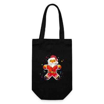 Lebkuchenmann im Santa-Design–Kreative Weihnachten - Geschenkbeutel für Flaschen - Schwarz - Vorne