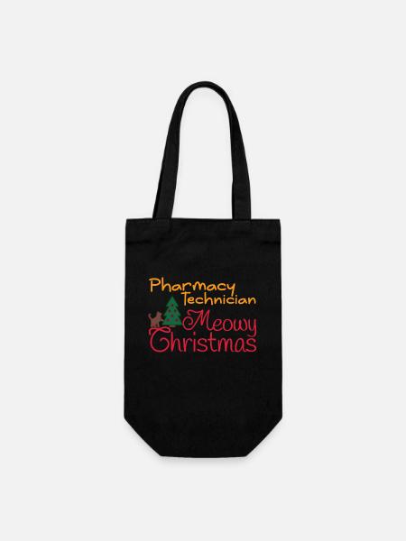 Technicien en pharmacie Noël Chat miaou Noël - Sac à bouteille - noir