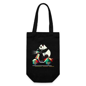 cuter panda on a colorful scooter - Gift Bag for Bottles - black - Front