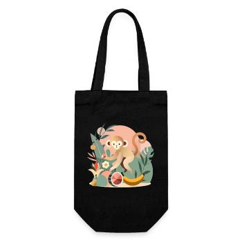Playful monkey with tropical fruits - Gift Bag for Bottles - black - Front