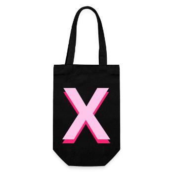 Pop und moderner rosa Buchstabe X - Geschenkbeutel für Flaschen - Schwarz - Vorne