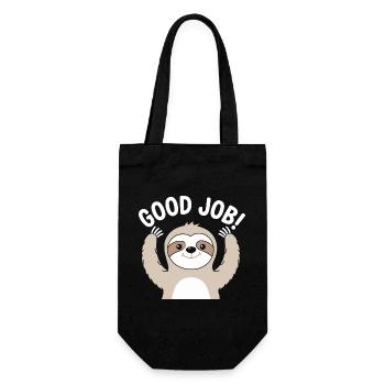 Faultier Gute Arbeit Prost - Geschenkbeutel für Flaschen - Schwarz - Vorne