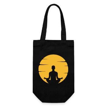 Silhouette méditative avec des cercles de soleil - Sac à bouteille - noir - Devant