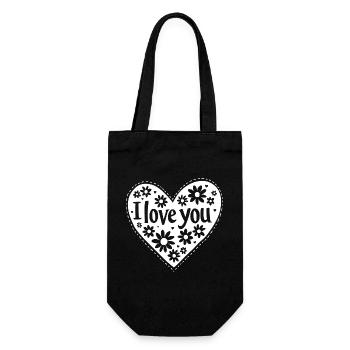 Ich liebe dich, Weiß - Geschenkbeutel für Flaschen - Schwarz - Vorne
