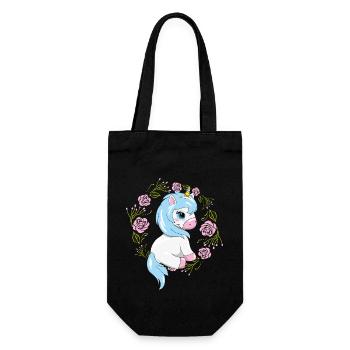 Heureux bébé licorne en couronne florale avec des roses - Sac à bouteille - noir - Devant
