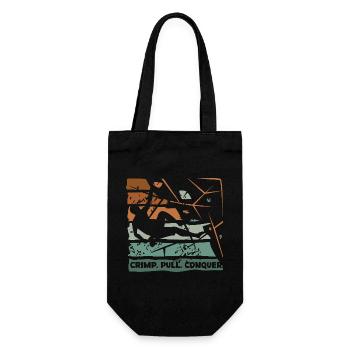 Bouldering – Crimping. Pull. Conquer. - Gift Bag for Bottles - black - Front