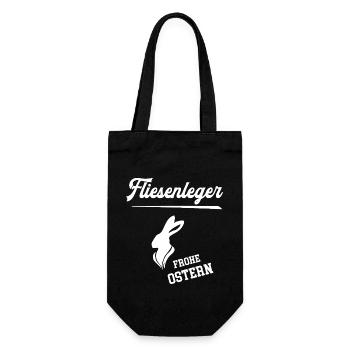 Fliesenleger Frohe Ostern Bodenleger Oster Outfit - Geschenkbeutel für Flaschen - Schwarz - Vorne
