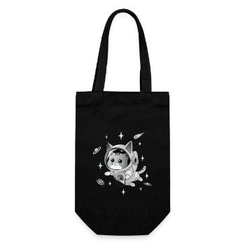 Astronaut Katze - Geschenkbeutel für Flaschen - Schwarz - Vorne