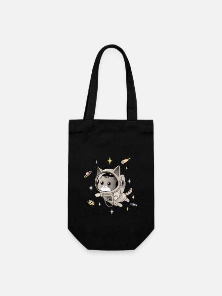 Astronaut Cat in Space - Gift Bag for Bottles - black