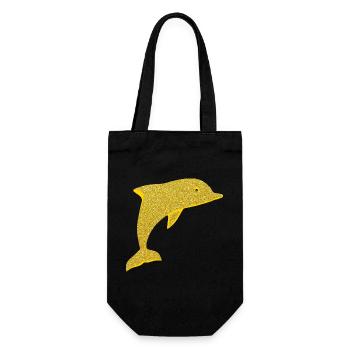 Niedlicher Delfin - Geschenkbeutel für Flaschen - Schwarz - Vorne