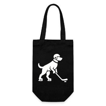Hund Eishockey Spieler Silhouette - Geschenkbeutel für Flaschen - Schwarz - Vorne