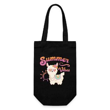 Lama Sommer Alpaka - Summer vibes - Sommerstimmung - Geschenkbeutel für Flaschen - Schwarz - Vorne
