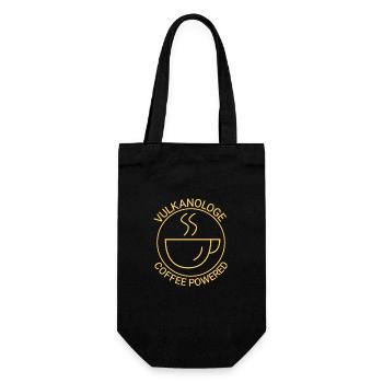 Vulkanologe Coffee Powered Vulkanologie - Geschenkbeutel für Flaschen - Schwarz - Vorne