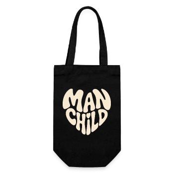 Heart-Shaped Man and Child  - Gift Bag for Bottles - black - Front