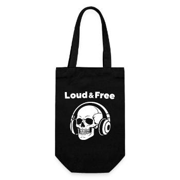 Skull with Headphones – Loud Free - Gift Bag for Bottles - black - Front