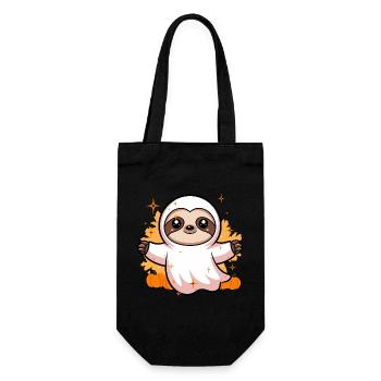 Cute Sloth Ghost Costume with Pumpkins - Gift Bag for Bottles - black - Front