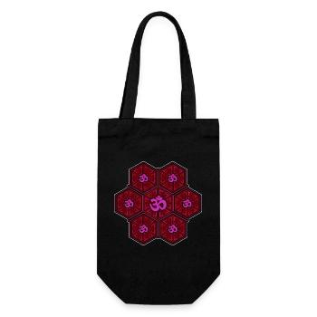 Om Symbol Hexagon Mandala Meditation Festival Goa - Geschenkbeutel für Flaschen - Schwarz - Vorne