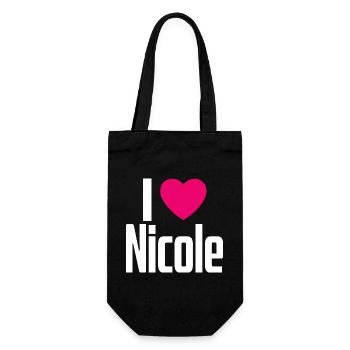 I Love Nicole Pinkes Herz Ich liebe Nicole - Geschenkbeutel für Flaschen - Schwarz - Vorne