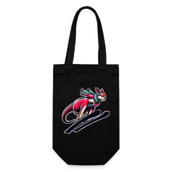 Kangaroo skiing Winter sports fun - Gift Bag for Bottles - black - Front