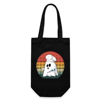 Retro Ghost Chef Costume for Spooky Halloween Fun - Gift Bag for Bottles - black - Front
