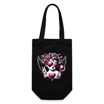 Happy Valentines Day Love Party Lgbt Pride Angel - Geschenkbeutel für Flaschen - Schwarz - Vorne