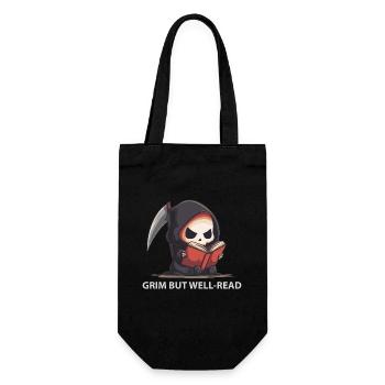 Lesender Reaper – Dark Cute Humor - Geschenkbeutel für Flaschen - Schwarz - Vorne