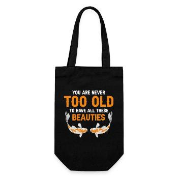 Never Too Old for Beautiful Koi Fish Humor - Geschenkbeutel für Flaschen - Schwarz - Vorne