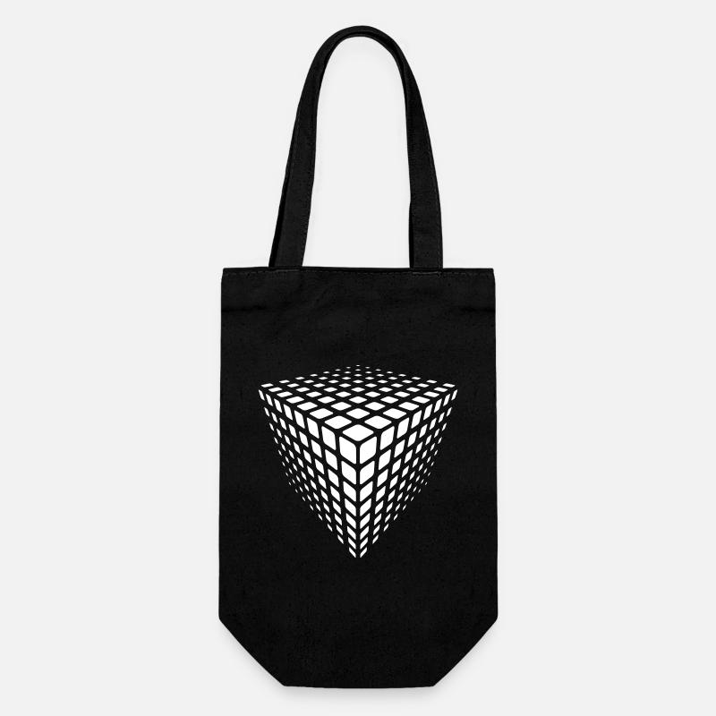 Illusion du Cube en Grille Monochrome - Sac à bouteille - noir