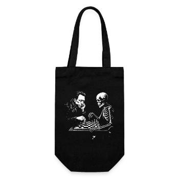 Camus and Skeleton Chess Duel - Gift Bag for Bottles - black - Front