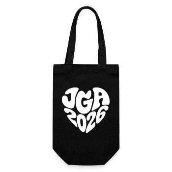 JGA 2026 Herzform - Geschenkbeutel für Flaschen - Schwarz - Vorne
