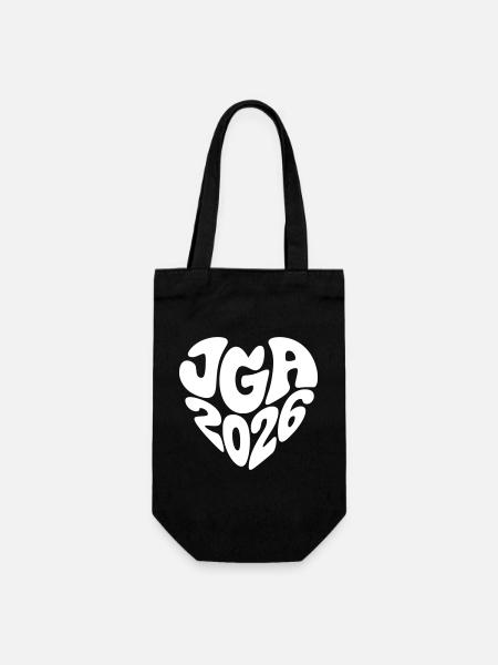 JGA 2026 Herzform - Geschenkbeutel für Flaschen - Schwarz