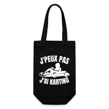 J'Peut Pas J'Ai Karting Lustiges Geschenk Karts Kartfahren - Geschenkbeutel für Flaschen - Schwarz - Vorne