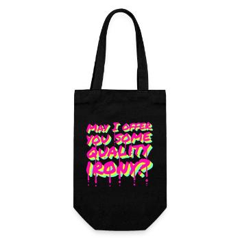May I Offer You Some Quality Irony Lustiger Spruch - Gift Bag for Bottles - black - Front