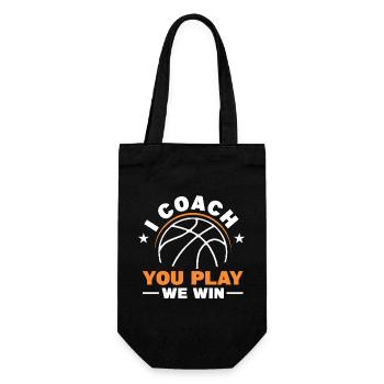 I Coach - You Play - We Win - Gift Bag for Bottles - black - Front