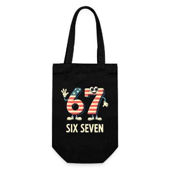 US Flag 67 Memes Six Seven - Geschenkbeutel für Flaschen - Schwarz - Vorne