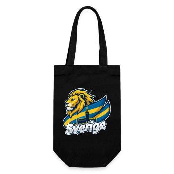 Schwedische Löwenflagge - Geschenkbeutel für Flaschen - Schwarz - Vorne