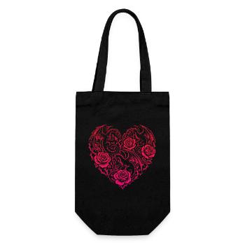 Cœur Romantique Dragon Roses et Amour - Sac à bouteille - noir - Devant