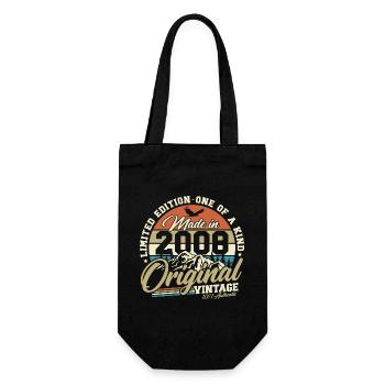 2008 Vintage 18th Birthday Retro Gift - Gift Bag for Bottles - black - Front