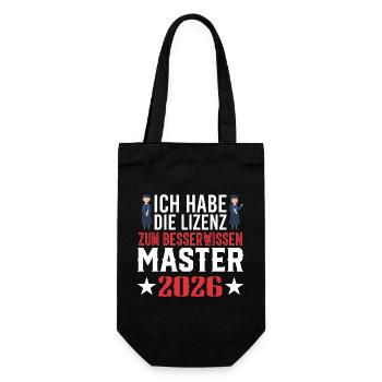 Master Abschluss Promotion Sponsion 2026 - Geschenkbeutel für Flaschen - Schwarz - Vorne