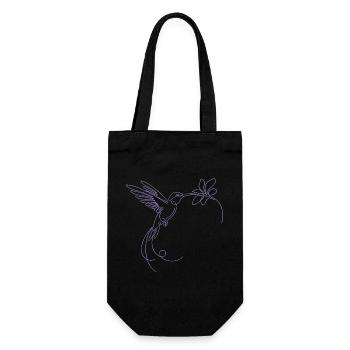 Minimalistisch Kolibri Silhouette Vogel Fliegen - Geschenkbeutel für Flaschen - Schwarz - Vorne