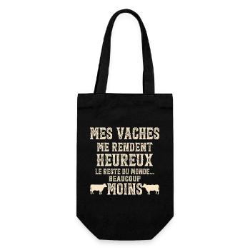 Mes Vaches Me Rendent Heureux Humour Éleveur - Sac à bouteille - noir - Devant
