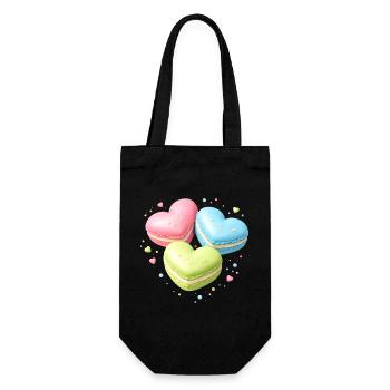 Macarons en forme de cœur en pastel cadeau - Sac à bouteille - noir - Devant