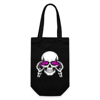 Skull and crossbones with fish - Gift Bag for Bottles - black - Front