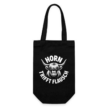 Highlands Horn trifft Flausch - Geschenkbeutel für Flaschen - Schwarz - Vorne